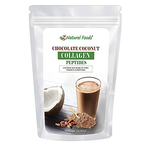 Chocolate Collagen Peptides Made with Coconut Milk Powder - Delicious Taste + Zero Sugar - Hydrolyzed Collagen + Organic Cacao + Coconut Milk Powder - Gluten Free & Non GMO - 1 lb