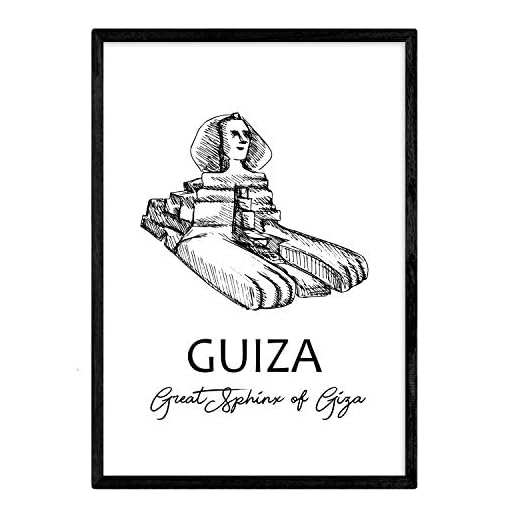 Nacnic Poster de Giza - La esfinge. Láminas con monumentos de Ciudades. Tamaño A3