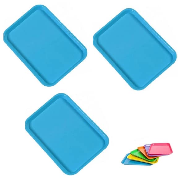 3 Pcs Dental Flat Tray Size B Autoclavable 250F Medical Procedure Instrument Set Up Flat Tray Size B -Blue