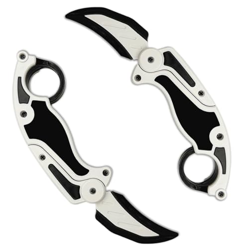 Fidget Claw Toy with Soft Silicone Blade Plastic Karambit Practice Toy for Finger Spinning 3D Printed Style Folding Pocket Spinner for Teens and Adults
