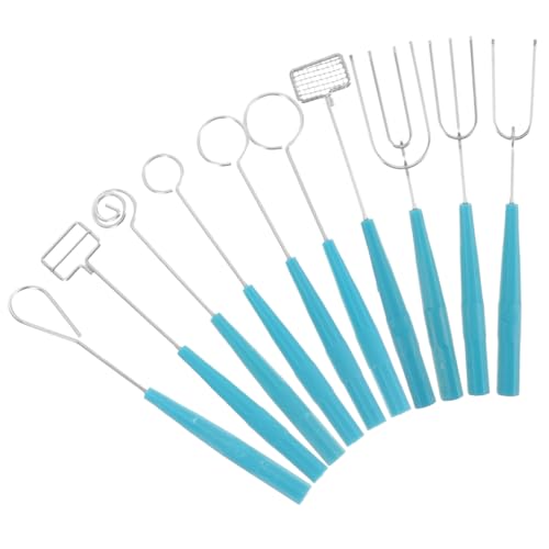 1 Set 10pcs Baking Gadget Decor Cheese Skewers Fondue Forks for Baking Candy Melts DIY Baking Supplies Chocolate Tempering Cake Kit Stainless Steel Chocolate Fork Dipping Fork Blue COLLBATH