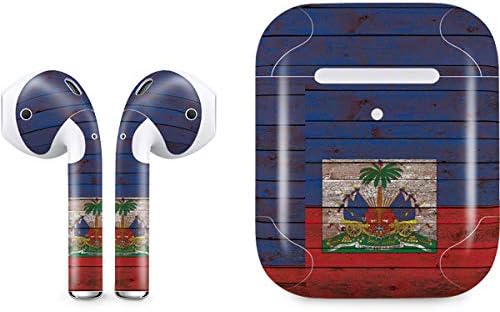 Skinit Decal Audio Skin Compatible with Apple AirPods 2 - Jamaican Flag Dark Wood Design