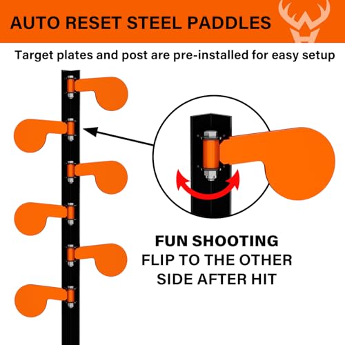 Image of Highwild AR500 Dueling Tree Target Kit - Six Steel Paddles 4 inch x 1 /4 inch Reactive Shooting Targets with Stand