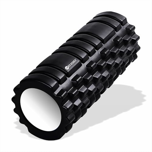 Image of Konex Foam Roller for Men & Women | Deep Tissue Massager for Pain Relief & Muscle Recovery | Ideal for Yoga, Gym, Stretching & Full Body Relaxation - 33 cm (Black)
