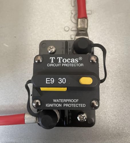 T Tocas E9 30 Amp Circuit Breakers Manual Reset | 12V - 72V DC | UL Certified Waterproof IP67 Protection Switchable 30A - Thumbnail 2