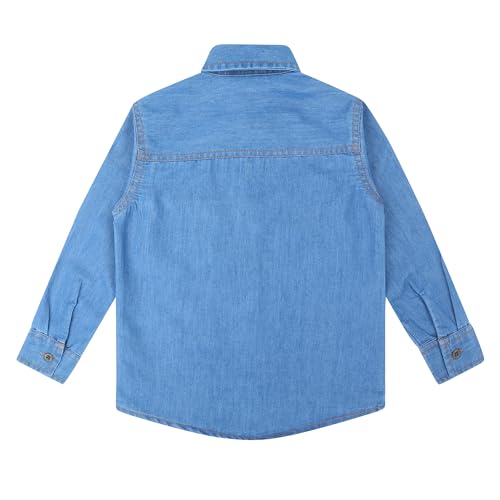 Image of superminis Boy's Full Sleeves Denim Relaxed Fit Shirt With Collared Neck