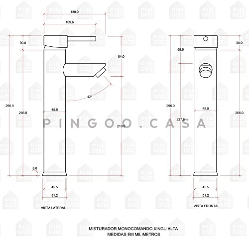 Pingoo.Casa, Torneira para Banheiro, Misturador Monocomando, Alta Xingu, Preto