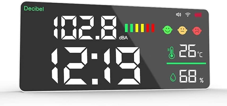 JOYID WiFi Decibel Meter 4in1 Temperatura Umidade Decibel Teste Despertador 11 polegadas LED Color Display ligent Linkage APP Control Noise Decibel Meter