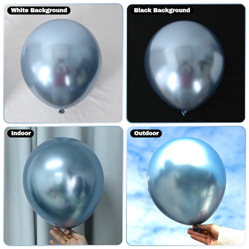Image of Jobkoo Metallic Blue Balloons, 12Inch Chrome Light Blue Balloons 30Pcs Pastel Baby Blue Metallic Party Balloons Sky Blue Chrome Helium Latex Balloon for Birthday Baby Shower Wedding Party Decorations