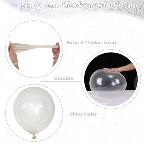 Image of Pearl White Balloons 18 Inch, 12 PCS Extra Large Pearl Balloon Cream Clear Latex Balloons for Arch, Big Cream Balloon for Women White Birthday Wedding Bridal Shower Anniversary Party Decoration