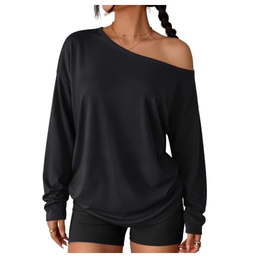 Trendy Queen Womens Off The Shoulder Oversized Tops Black M