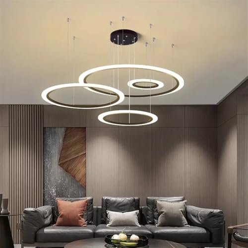 Lustre LED 4 anneaux 30-50-70-90cm avec télécommande pour salon - 3