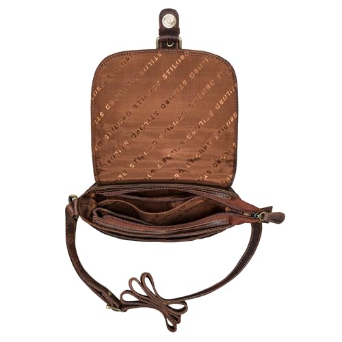 Sac à main en cuir véritable Iris de style vintage marron - 4