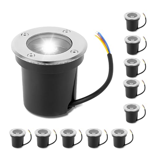 Lámparas De Piso, Home Improvement CHENBEN Lampara De Piso Empotrable 10 Piezas, Luces Para Exterior Jardin 3W, Impermeable IP44, Luz Blanca 6500K, Luces Jardin Exterior 110V-264V, Para Entrada,...