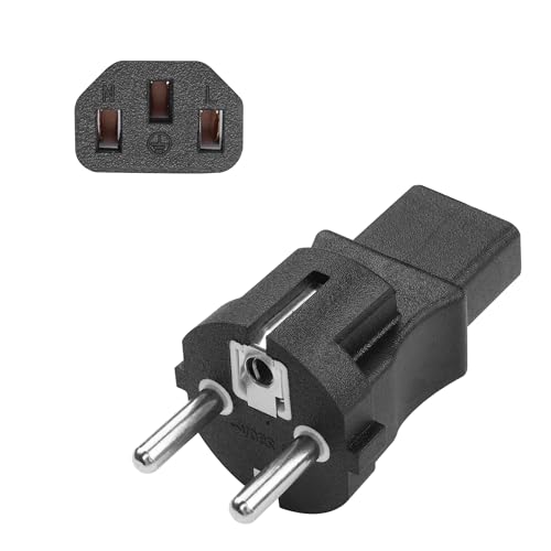 YAODHAOD Schuko Stecker Stromadapter， Schuko auf IEC C13 C5 Adapter Kaltgerätekupplung C13 C5 Kaltgerätestecker Schutzkontakt für Laptop oder C13 Kabel Geräte PS3 PS4 PRO (CEE7 auf C13)