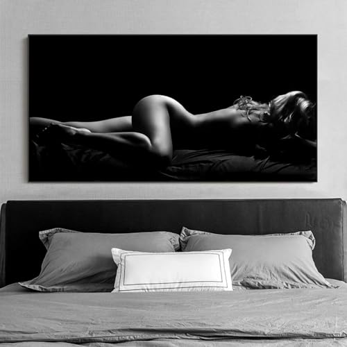 Toile peinture art moderne haut de gamme modèle fille avec cadre noir LSYALUCK