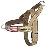 Forestpaw No Pull Dog Harness with Flannel Lining, Reflective Escape Proof Vest for Medium Dogs, Quick Release Comfortable for Walking Training (Includes Patches),Brown M