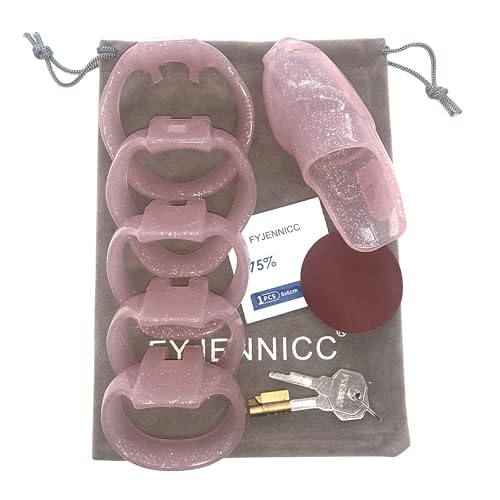 Image of HT-V4 Chastity Cage for Men | 5 Adjustable Wide Rings & 6 Colors | Beginner-Friendly | Adult Sex Toy with Sizing Guide (Pink with Silver Sparkles, Maxi)
