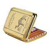 Vintage Metal Cigarette Case – Holds 16 Cigarettes, Waterproof Brass Smoking Box, Retro Copper Camel Design, Pocket Size 3.74' x 2.76' – Gift for Men, Smokers, Father's Day