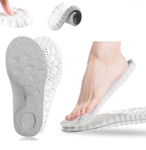 WOKICOR Solette Scarpe Memory Foam Uomo Donna, Solette Ortopediche Ammortizzanti Traspiranti Anti-Odore, Soletta Ritagliabile Universale per Sport, Scarpe Antinfortunistiche (Grigio, 37-38)