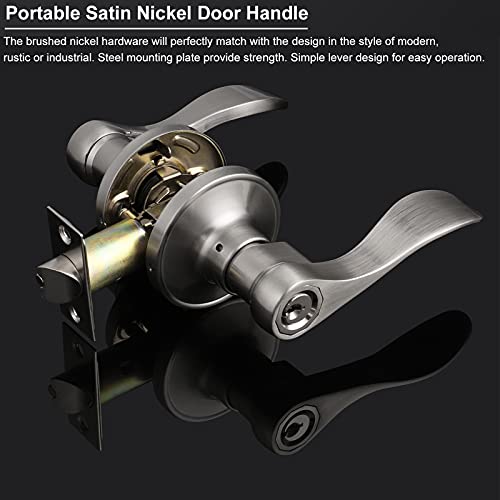 Knobonly 2 Pack Wave Door Lever Brushed Nickel Finish Universal Entry Keyed Door Handles Different Keys Handleset #TOP2