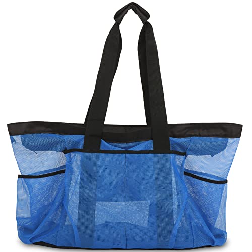 GOTDYA Extra Large Beach Bag, XL Mesh Tote with Zipper and Pockets Ideal for Your Family Beach Trip