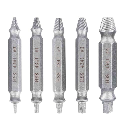 YYTECH Schraubenausdreher Set 5 Stück,Linksausdreher Set, Ausdreher, Schrauben Ausdrehwerkzeug, Linksdreher Set, Beschädigte Schraubenentferner Set,Zum Entfernen Leicht Beschädigter Schrauben