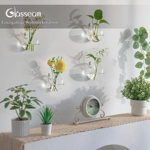 Glasseam Hängende Blumenkästen aus Glas, 6 Stück, kugelförmig, Blumentöpfe, Terrarium, Behälter mit 6,36 Oz, Bunte Steine… – Ansicht 5