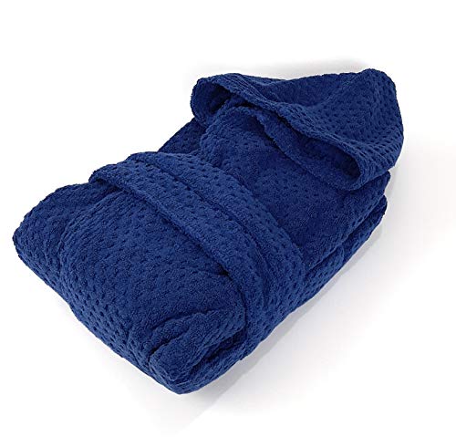 viglietti Sir Caleffi Peignoir homme femme avec capuche éponge de pur coton 450 g/m² (bleu nuit taille XXXL) Cover