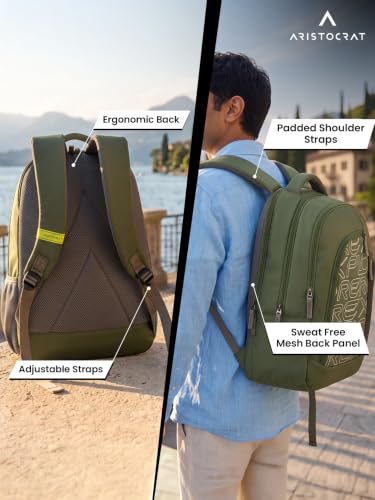 Image of Aristocrat Code 17 Inch Compatible Laptop Backpack 32 L | Premium Durable Fabric | 3 Spacious Compartments | Padded Shoulder Straps | 2 Quick Access Pocket | Ergonamic Back