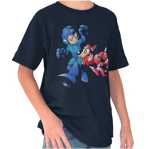 Classic Video Game Mega Man and Rush Crewneck T Shirts Boy Girl