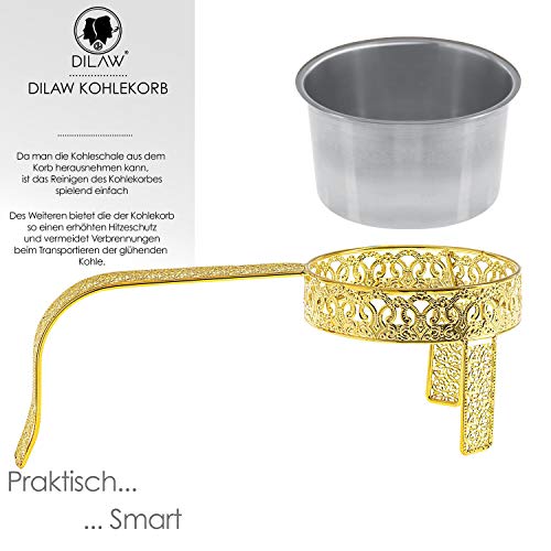 DILAW® Shisha Kohlekorb Oriental Flach Edelstahl Kohlebehälter für Shisha Kohle & Grill Kohle Char-Basket Holzkohlekörbe… – Bild 4