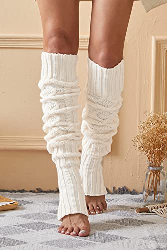 SherryDC Women's Cable Knit Thigh High Leg Warmer Socks Over Knee High Footless Boot Stockings4