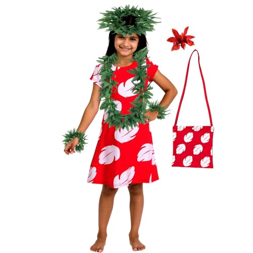 Disfraz hawaiano para niñas pequeñas con accesorios miniatura 1