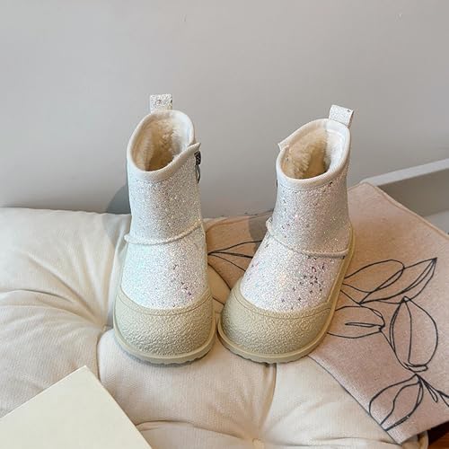 Girls Glitter Snow Boots Kids Warm Fleece Plush Winter Sequin Comfy Cute Outdoor 𝗦parkle Snow Boots Toddler Girl 72