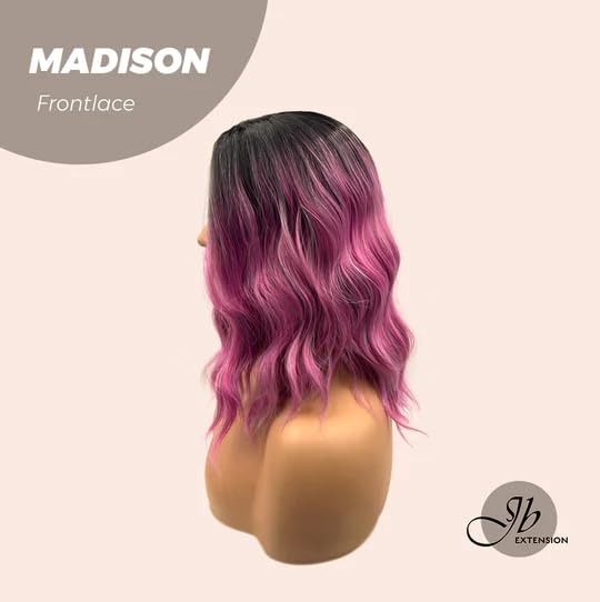 Miniatura 3 de JBEXTENSION MADISON - Peluca de encaje frontal de 14 pulgadas, pelucas onduladas color fucsia degradado para mujer, pelucas sintéticas naturales
