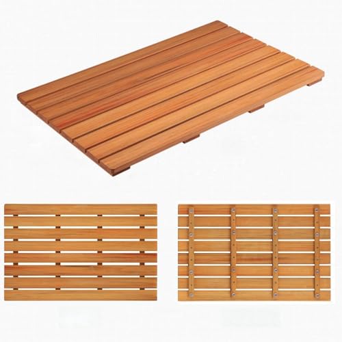 Alfombrilla de baño de bambú antideslizante de madera para uso en interiores y exteriores, impermeable, grande, tamaño personalizable, 80 x 100 cm