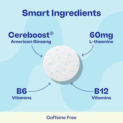 Image of Neuro Memory & Focus Gum - Caffeine Free Nootropic with Cereboost Ginseng, 60mg L-Theanine & B Vitamins - Brain Boosting Gum and Mental Clarity Supplement - Sugar Free, Vegan - Peppermint, 54 ct