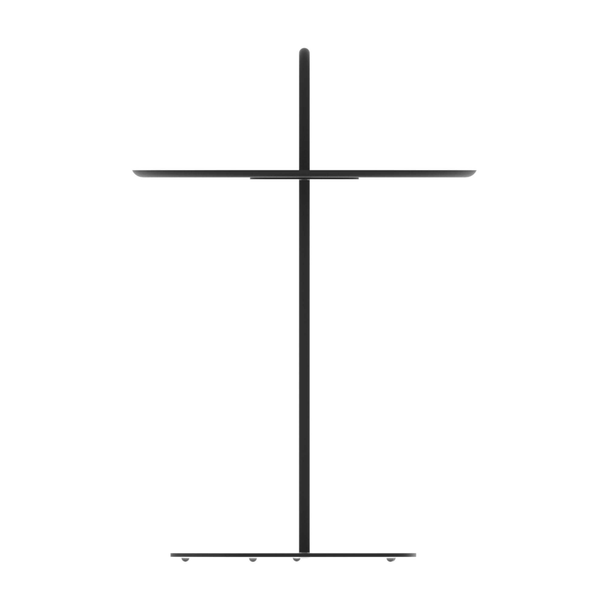 casa.pro Calimera metalowy stół outdoorowy, 56 x Ø 38 cm, czarny, okrągły, meble balkonowe, odporny na warunki atmosferyczne, stolik pomocniczy, stół ogrodowy z wbudowanym uchwytem