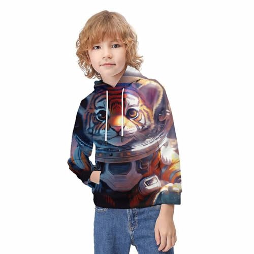 Sweat à capuche enfant tigre astronaute pull cadeau original 9-11 ans