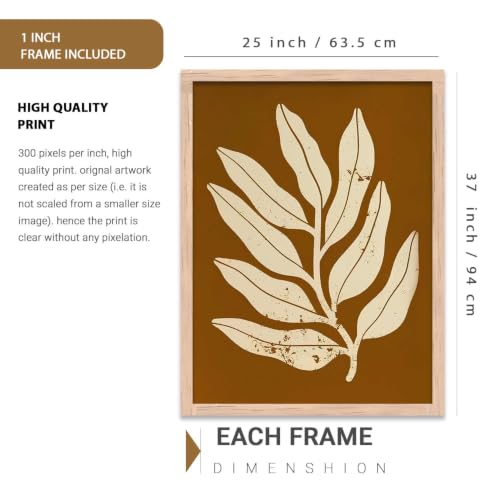 Image of kotart Botanical Art Home Decoration Painting | Floral Aesthetic Paintings With Frame For Living Room Bed Room Hotel Wall Decor Digital Reprint Set of 3 (35x37 Inch)