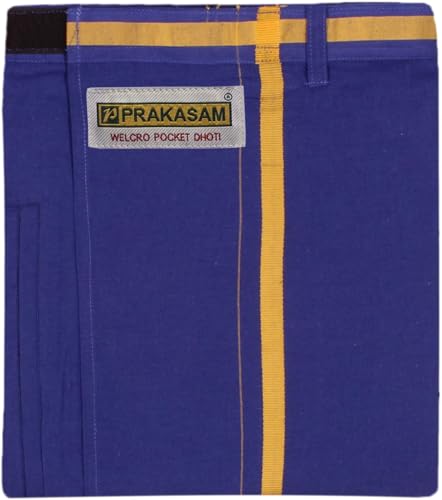 Image of PRAKASAM COTTON Mens Pure Cotton Fine Quality Stitched Pocket welcro attachment dhoti for mens