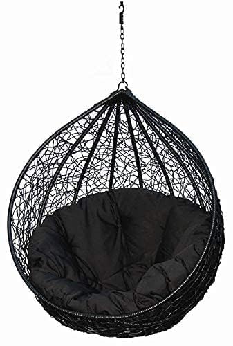 Falcon Crafts Microfibre Cushion for Hanging Basket Polyester Round Shape Swing Chair Cushions for Outdoor Egg Swing Chair Garden Swing, Seat Padded Pillow Cushion (Black)-image-30