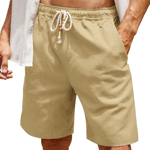 Shorts casual clásicos para hombre con bolsillos y cintura elástica miniatura 1