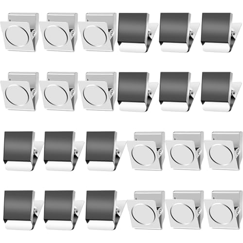 Grtard 24 Pack Magnetic Clips for Refrigerator, Silver Fridge Magnet Clips