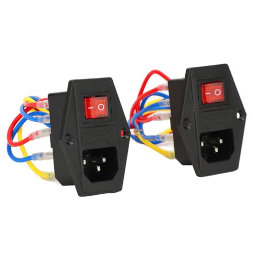 Power Plug Rocker Switch 2PCS Socket Power Switch Plug Socket Power Plug Rocker Switch with IEC320 C14 Inlet Module 10A 