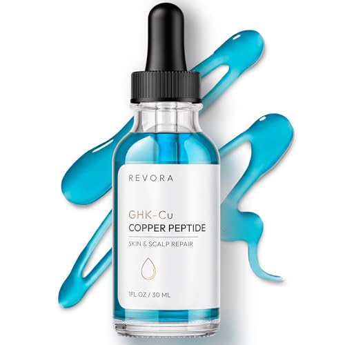GHK-Cu Topical Copper Peptide Serum - Dual-Action Face & Scalp Care for Hydration & Youthful-Looking Skin - With Hyaluronic Acid, Niacinamide & Centella Asiatica - 1 fl oz - 30 mL