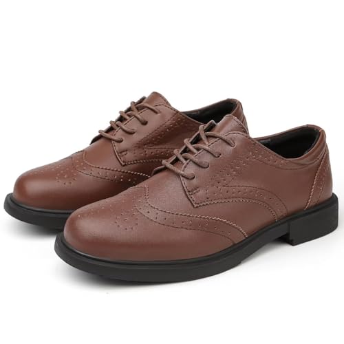 Women's Classic Oxfords - Elegant Lace Up Business Formal Wingtip Brogue Dress ShoesBrown US 10 Brwon by XUVUVJU - Used condition - Image 6