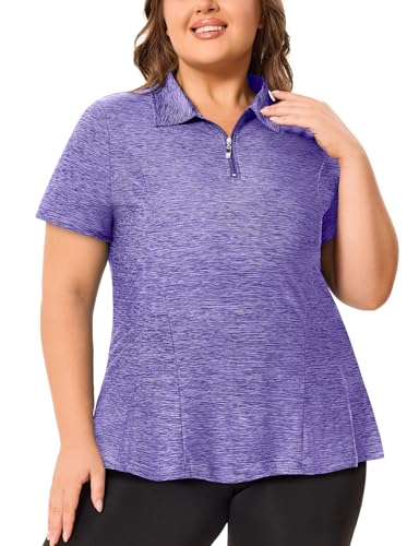 Amazon.com: Misyula Style Plus Size Golf Polo Shirts Purple Tops