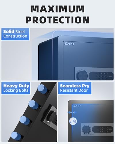 DAYI Safe Box, 2.0 Cubic Feet Home Safe with Fireproof Waterproof Bag, Security Safe Box for Money Cash Valuables, Digital Electronic Keypad, Dual Alarm System, Removable Shelf - D-45